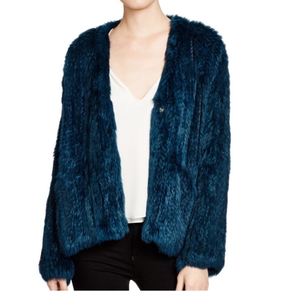 Elizabeth and James Blue Teddy Jacket Plush Open Front